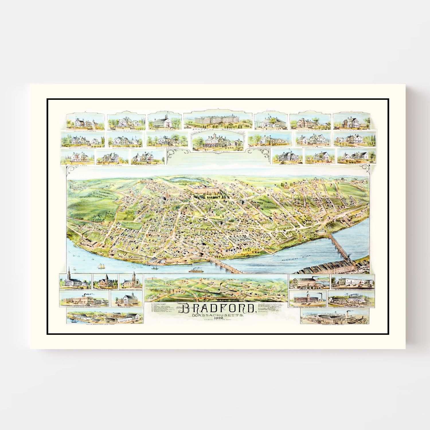 Vintage Map of Bradford, Massachusetts 1892