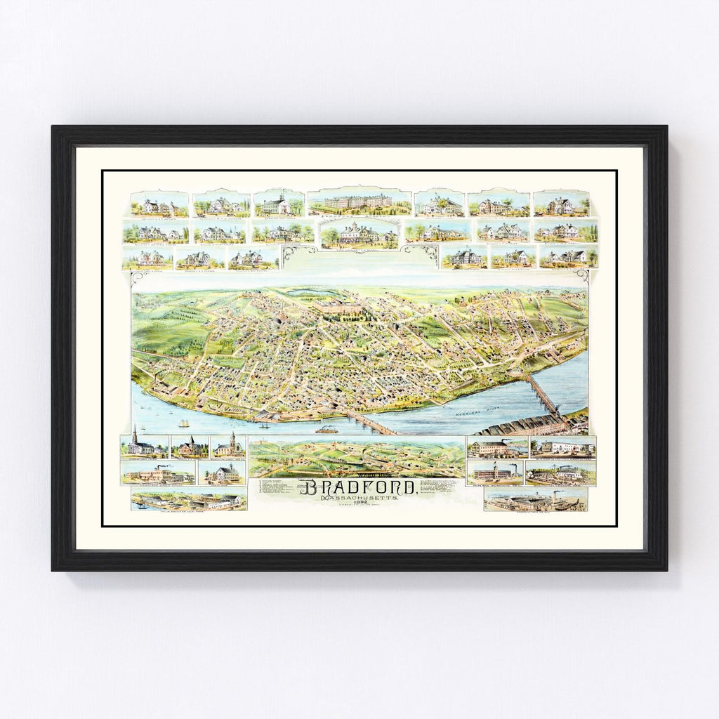 Vintage Map of Bradford, Massachusetts 1892