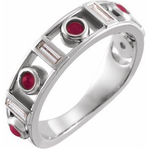 Sterling Silver Natural Rhodolite Garnet & 1/4 CTW Natural Diamond Bezel-Set ring