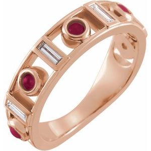 14K Rose Gold Natural Rhodolite Garnet & 1/4 CTW Natural Diamond Bezel-Set ring