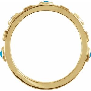 14K Yellow Gold Natural Turquoise & 1/4 CTW Natural Diamond Bezel-Set ring