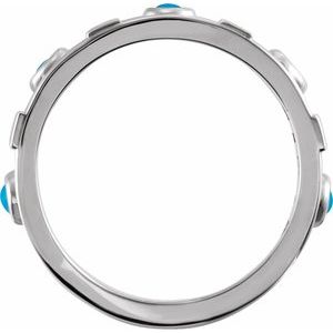 14K White Gold Natural Turquoise & 1/4 CTW Natural Diamond Bezel-Set ring