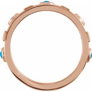 14K Rose Gold Natural Turquoise & 1/4 CTW Natural Diamond Bezel-Set ring