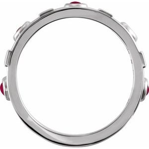 Sterling Silver Natural Rhodolite Garnet & 1/4 CTW Natural Diamond Bezel-Set ring