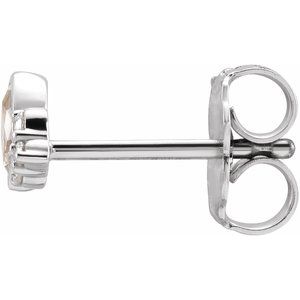 14K White Gold Natural White Sapphire & .03 CTW Natural Diamond Left Earring – image 2