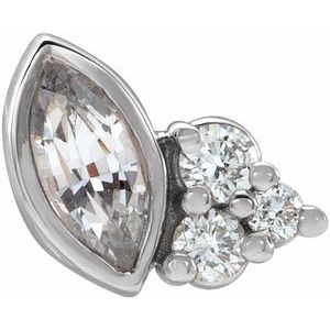 Sterling Silver Natural White Sapphire & .03 CTW Natural Diamond Left Earring