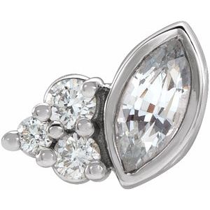14K White Gold Natural White Sapphire & .03 CTW Natural Diamond Right Earring