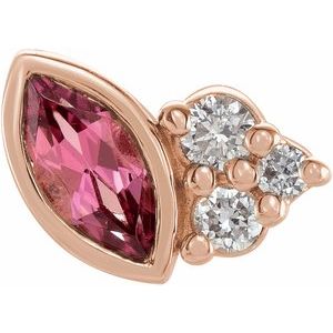 14K Rose Gold Natural Pink Tourmaline & .03 CTW Natural Diamond Left Earring