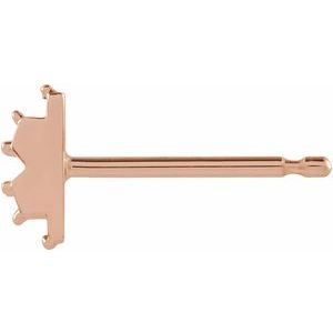 14K Rose Gold 1.2 mm Round Half Circle Single Earring Mounting