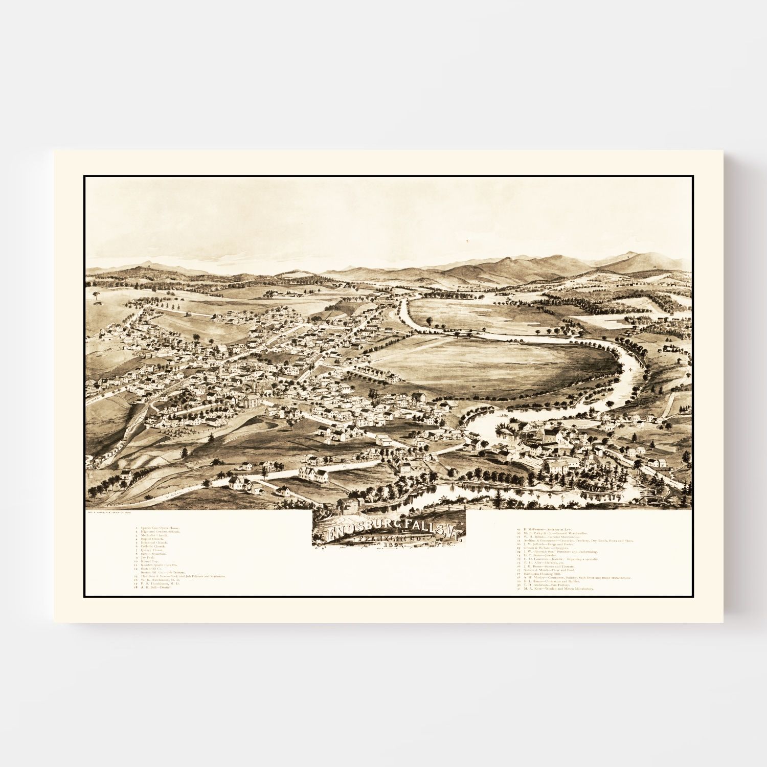 Vintage Map of Enosburg Falls, Vermont 1892