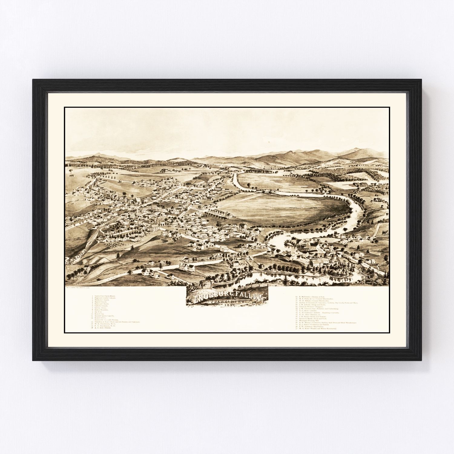Vintage Map of Enosburg Falls, Vermont 1892