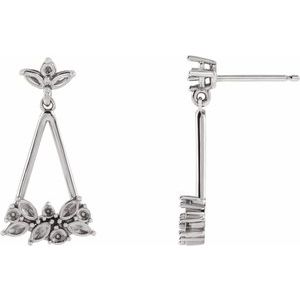 14K White Gold Geometric Cluster Earring Mounting