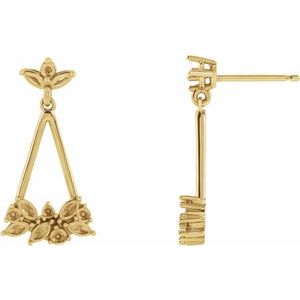 14K Yellow Gold Geometric Cluster Earring Mounting
