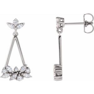 Sterling Silver 5/8 CTW Natural Diamond Geometric Cluster Earrings