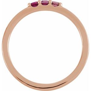 14K Rose Gold Natural Pink Multi-Gemstone Midi Ring