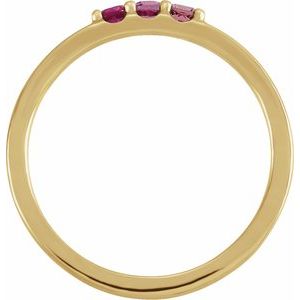 14K Yellow Gold Natural Pink Multi-Gemstone Midi Ring