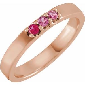 14K Rose Gold Natural Pink Multi-Gemstone Midi Ring