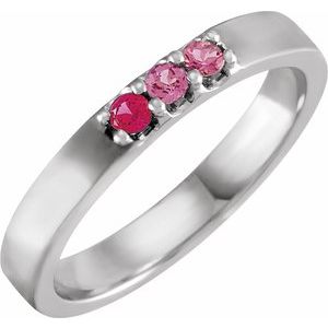 Platinum Natural Pink Multi-Gemstone Midi Ring
