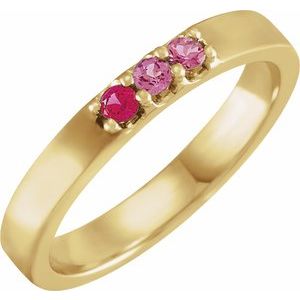 14K Yellow Gold Natural Pink Multi-Gemstone Midi Ring