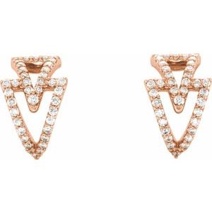 14K Rose Gold 1/4 CTW Natural Diamond Geometric Hoop Earrings