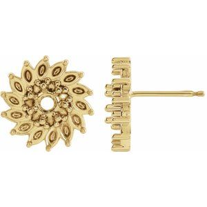 14K Yellow Gold 3.5 mm Round 7-Prong Halo-Style Earring Mounting