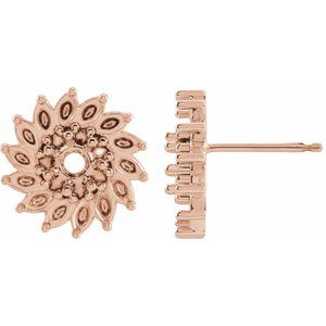 14K Rose Gold 5 mm Round 7-Prong Halo-Style Earring Mounting