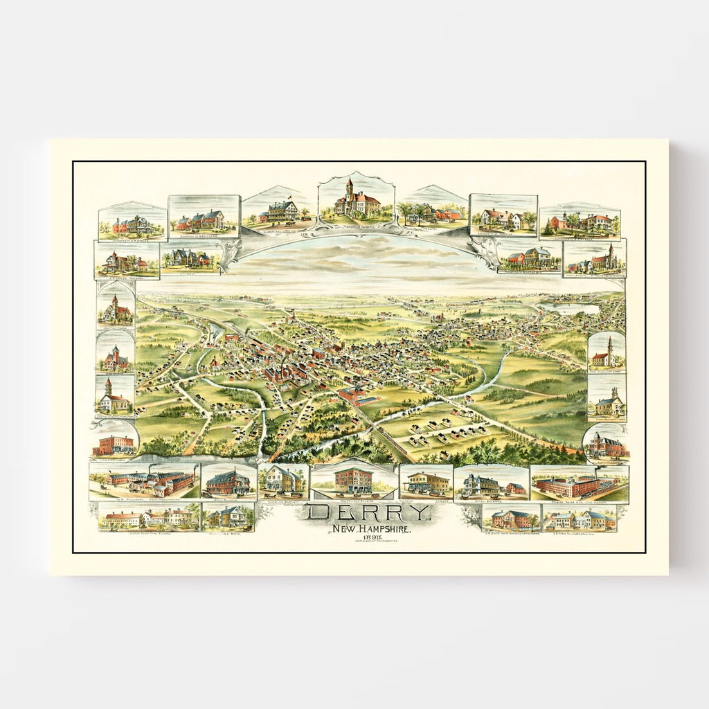 Vintage Map of Derry, New Hampshire 1898