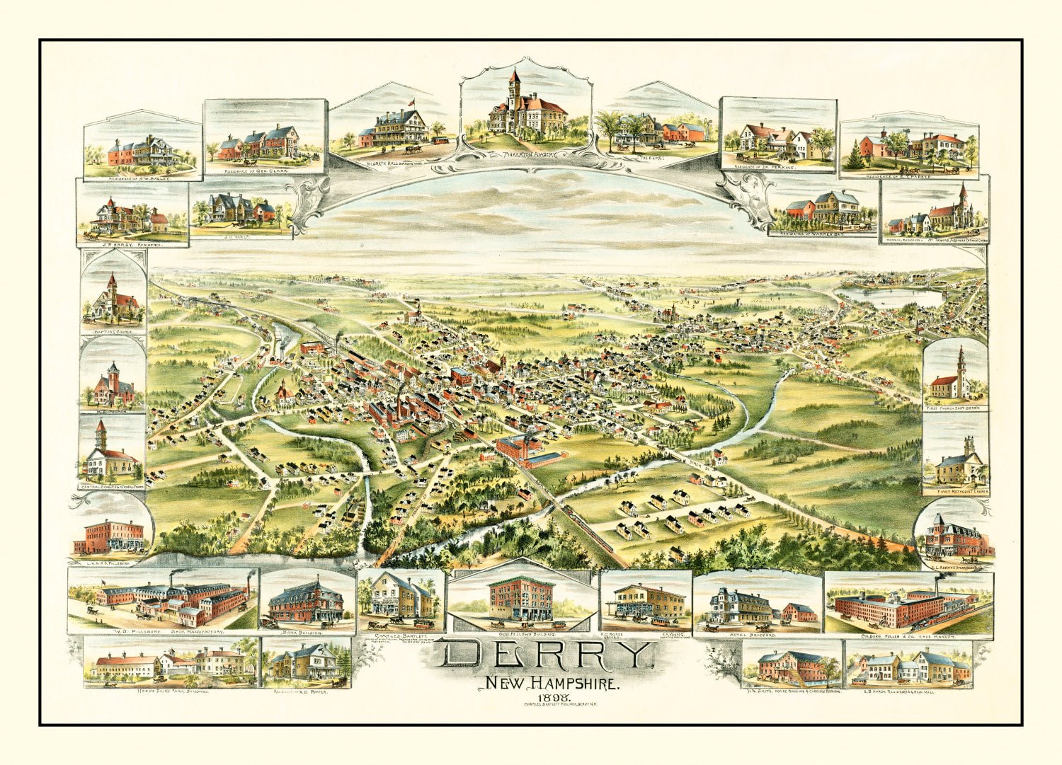 Vintage Map of Derry, New Hampshire 1898