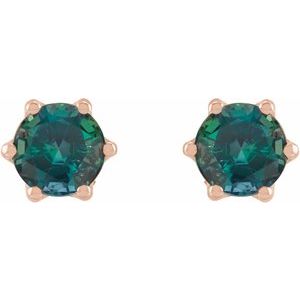 14K Rose Gold 5 mm Lab-Grown Alexandrite & .03 CTW Natural Diamond Crown Earrings – image 2