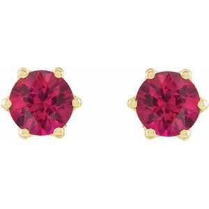 14K Yellow Gold 5 mm Natural Ruby & .03 CTW Natural Diamond Crown Earrings – image 2
