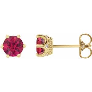 Round 6-Prong Accented Crown Stud Earrings