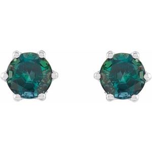 Platinum 4 mm Lab-Grown Alexandrite & .03 CTW Natural Diamond Crown Earrings – image 2