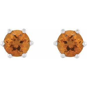Sterling Silver 5 mm Natural Citrine & .03 CTW Natural Diamond Crown Earrings – image 2