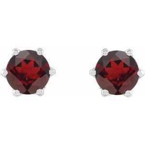 14K White Gold 6 mm Natural Mozambique Garnet & .03 CTW Natural Diamond Crown Earrings – image 2