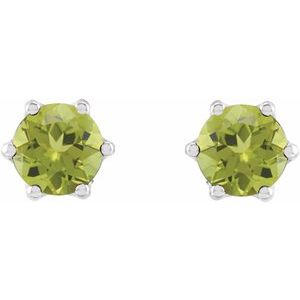 Platinum 6 mm Natural Peridot & .03 CTW Natural Diamond Crown Earrings – image 2