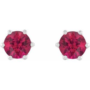 14K White Gold 5 mm Lab-Grown Ruby & .03 CTW Natural Diamond Crown Earrings – image 2