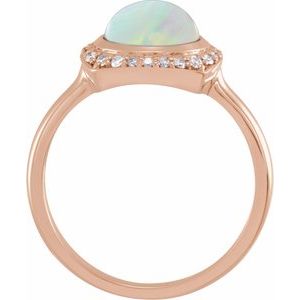 14K Rose Gold Natural Ethiopian Opal & 1/8 CTW Natural Diamond Halo-Style Ring