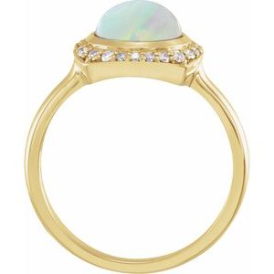 14K Yellow Gold Natural Ethiopian Opal & 1/8 CTW Natural Diamond Halo-Style Ring