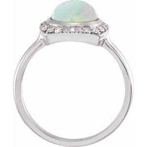 Platinum Natural Ethiopian Opal & 1/8 CTW Natural Diamond Halo-Style Ring