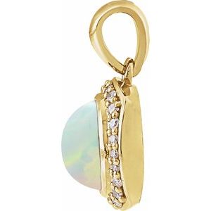 14K Yellow Gold Natural Ethiopian Opal & 1/8 CTW Natural Diamond Halo-Style Pendant