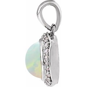 Platinum Natural Ethiopian Opal & 1/8 CTW Natural Diamond Halo-Style Pendant