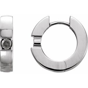 14K White Gold 3.4 mm Round 15 mm Hinged Huggie Hoop Earring Mounting