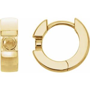 14K Yellow Gold 3 mm Round 15 mm Hinged Huggie Hoop Earring Mounting