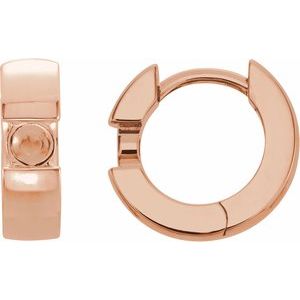 14K Rose Gold 3.2 mm Round 12 mm Hinged Huggie Hoop Earring Mounting