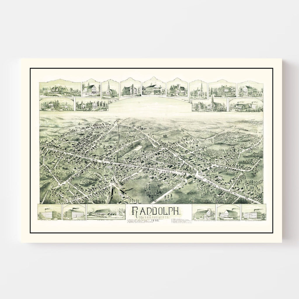 Vintage Map of Randolph, Massachusetts 1892