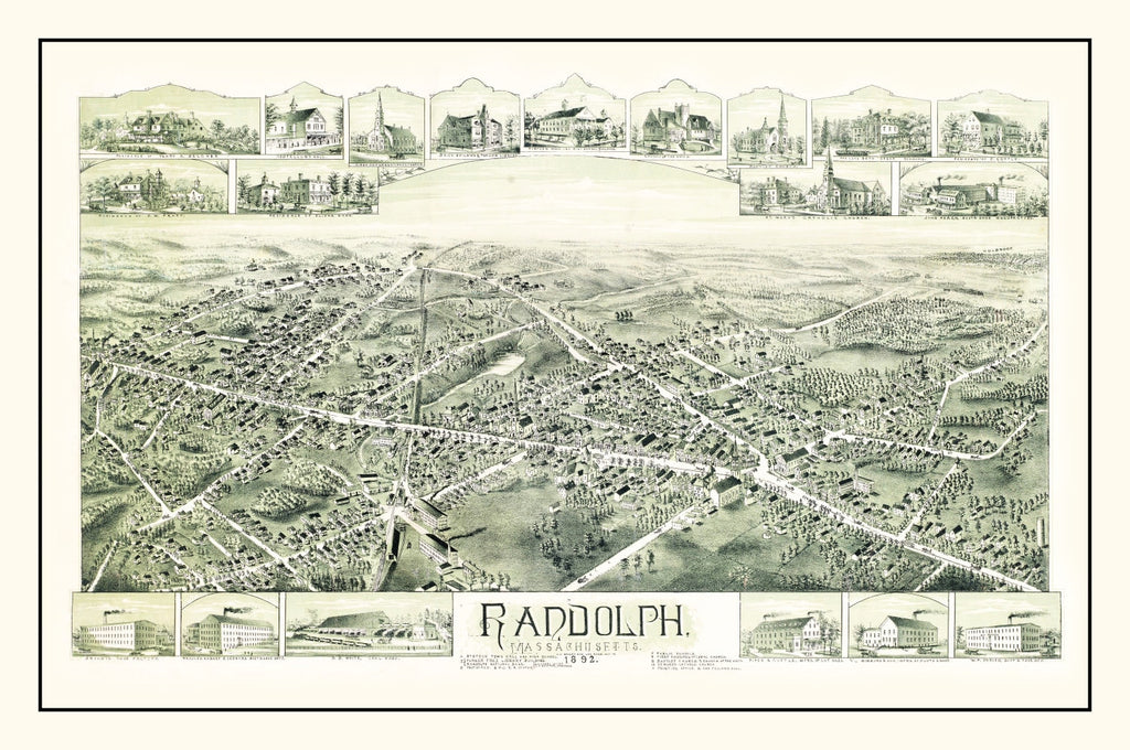 Vintage Map of Randolph, Massachusetts 1892