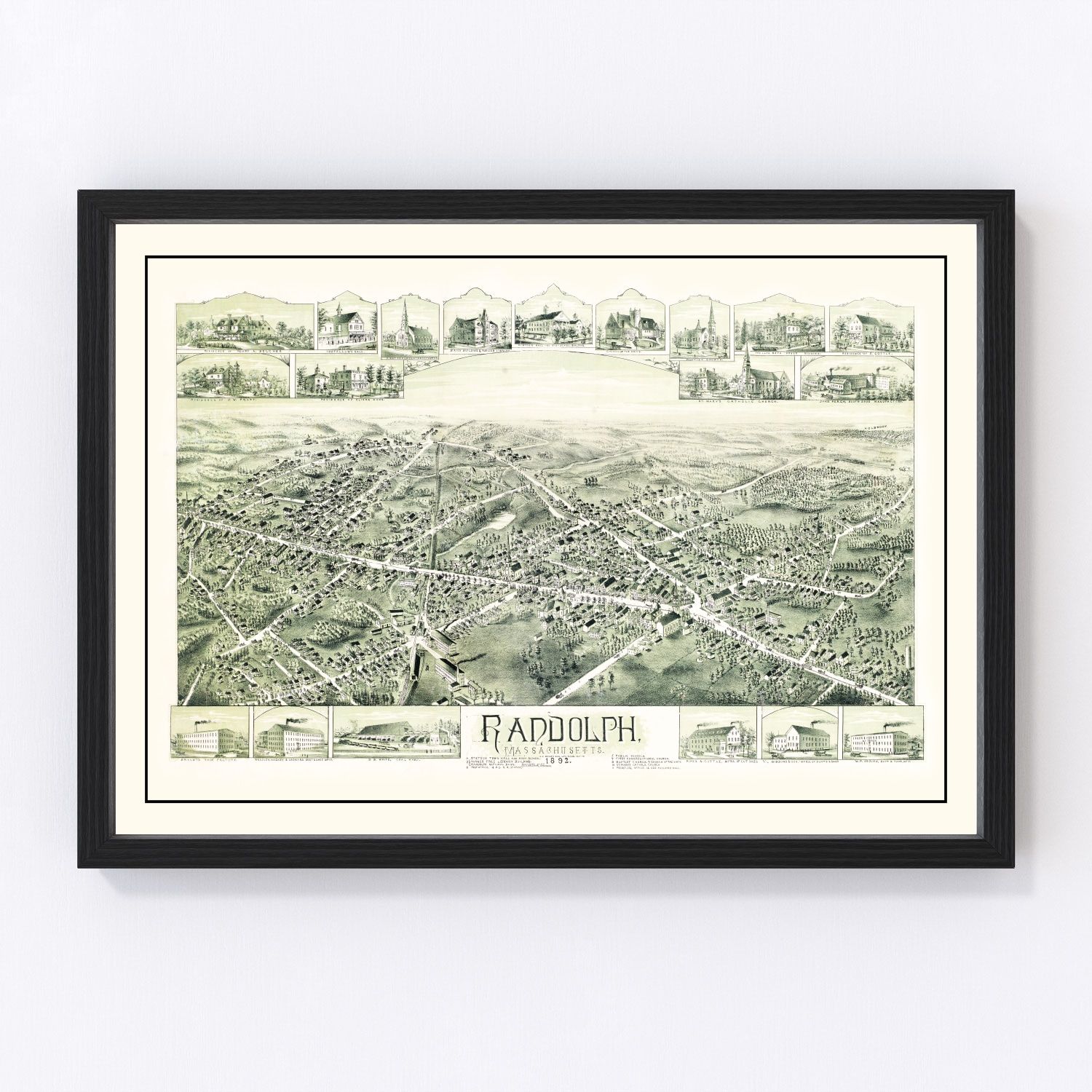 Vintage Map of Randolph, Massachusetts 1892