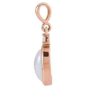 14K Rose 8x6 mm Natural Ethiopian Opal & .03 CT Natural Diamond Pendant