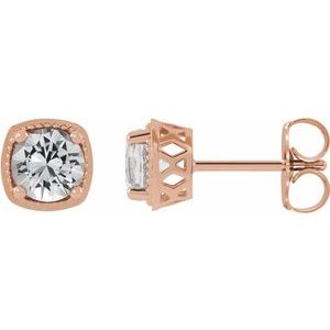 14K Rose Gold 5 mm Natural White Sapphire Earrings