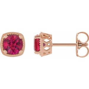 14K Rose Gold 4.5 mm Natural Ruby Earrings